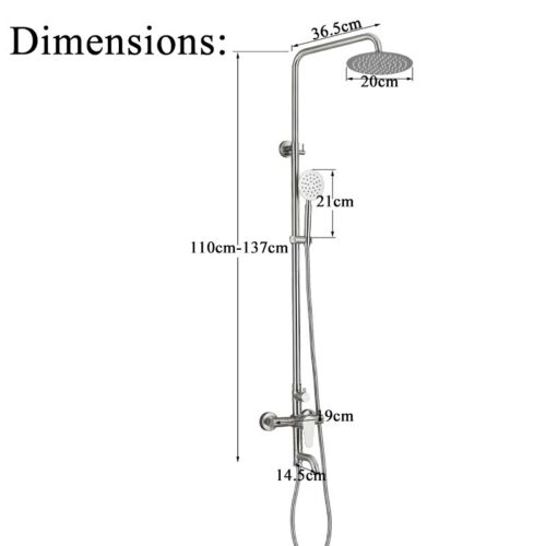 Brushed Nickel Exposed Shower System 8" Rain Shower Faucet set with Hand Shower - Picture 2 of 24