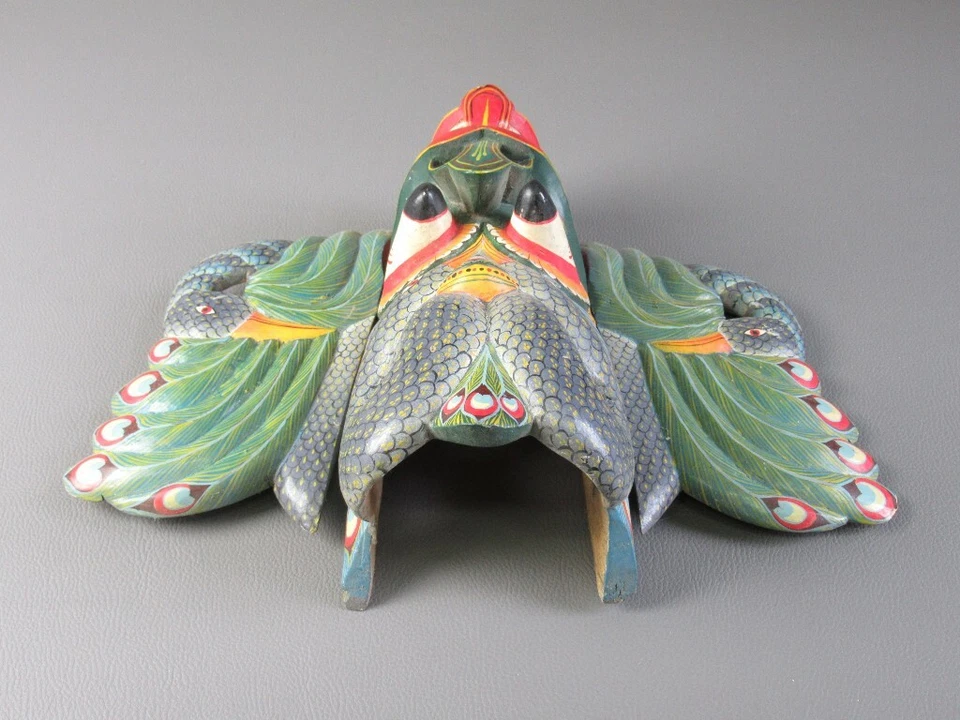 Vintage Mask Ornament Wall Wooden Carved And Painting One - Image 4 of 4