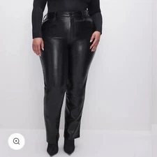 Good American Good Icon Black Better Than Faux Leather Pants 18