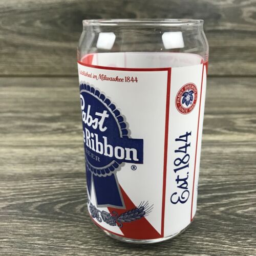 Rare Pabst Blue Ribbon (PBR) - Vintage Can Label Art Glass Cup