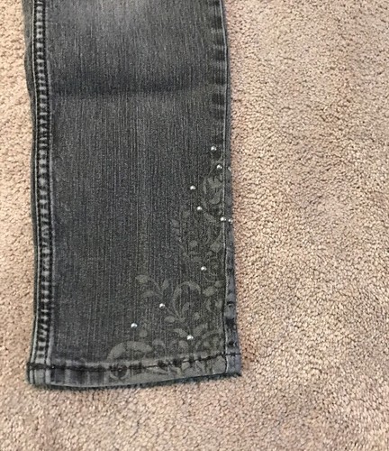 Girl’s Uproar Skinny Jeans With Rhinestones, Gray, Size 12 R Regular - Picture 7 of 8