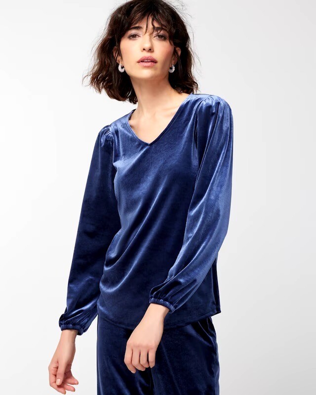 puff sleeve velvet womens velvet holiday tops