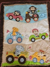 Kids Line Monkey Race Unisex 12-Piece Crib Set Wall Art Valences Blanket Lamp