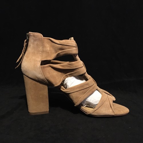 Splendid Nando Block Heel Sandals Light Oak Suede Boho Open Toe Back Zip Sz 9 - Picture 5 of 9