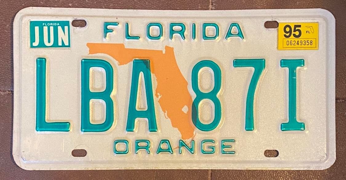 Florida 1995 ORANGE COUNTY License Plate # LBA 87I | eBay
