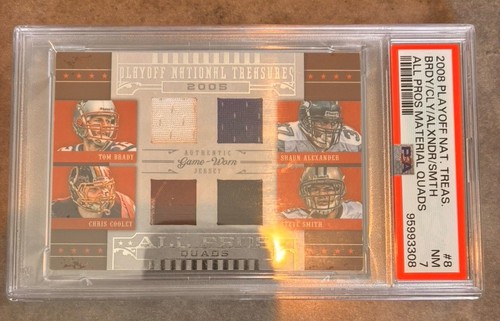 2007 National Treasures All Pros Quad Prime Tom Brady Game-Worn Patch /25 PSA 7