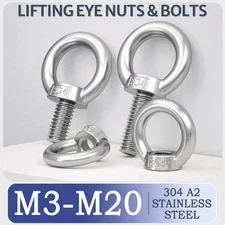 Lifting Eye Nuts & Bolts A2 Stainless Steel M3 M4 M5 M6 M8 M10 M12 M14 - M30 M36
