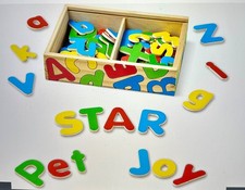 Melissa  Doug 52 Wooden Alphabet Magnets in a Box - Replacement letters