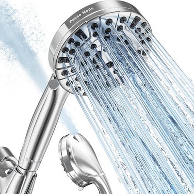 High Pressure Handheld Shower Head, 10 Functions, Pause Mode, Power Wash, 6ft Ho