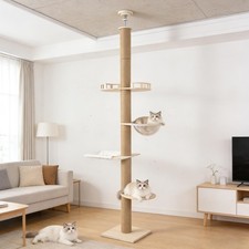 102" - 104" Road Cat Tree Tower Scratching Post Condo House Floor to Ceiling Cat