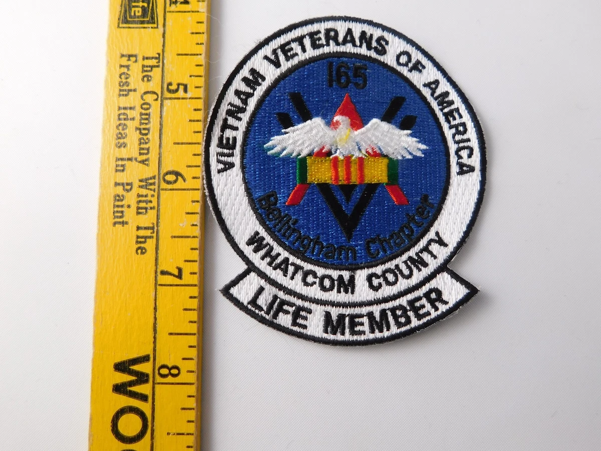 US MILITARY PATCH VIETNAM VETERANS OF AMERICA LIFE MEMBER WHATCOM COUNTY