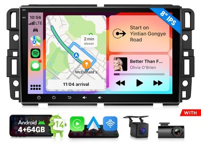 CAM+DVR+Android 14 8''IPS Car Stereo GPS CarPlay For Chevy Silverado 1500 2500 HD