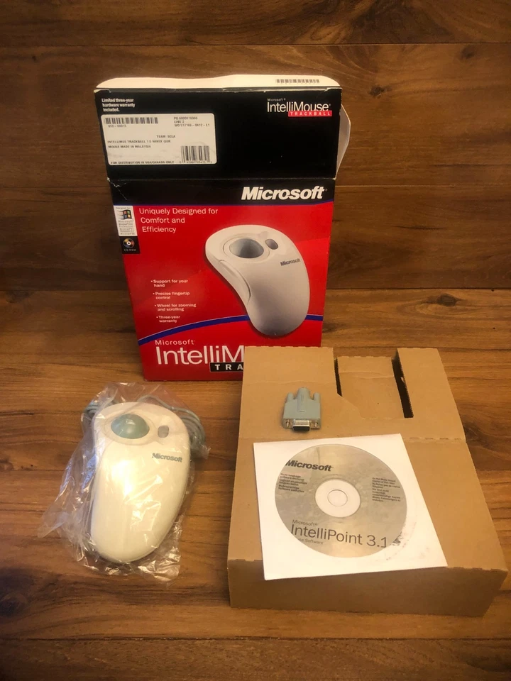 NOS Microsoft IntelliMouse Trackball PS/2 Mouse Win 98 NT 4.0 2000 Professional - Image 4 of 4
