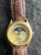 ARMITRON Quartz Vintage Women's Watch Moon Phase 25/4824 Gold Tone Leather 24 mm