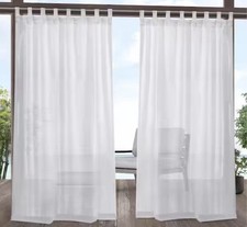 Miami Semi-Sheer Indoor/Outdoor Curtain Panel Pair 54"x84" Winter White Tab Top