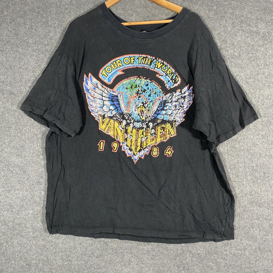 Van Halen Shirt Womens 18 Black 1984 Tour Of The World Band Graphic T-Shirt Tee