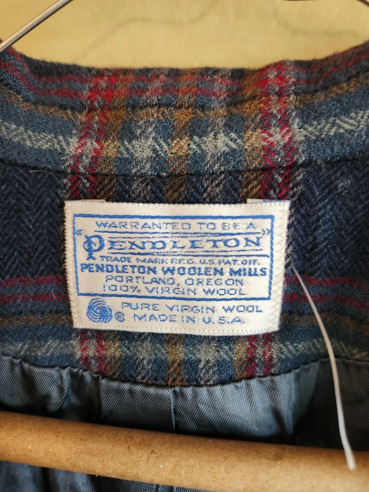 Blazer de lana Pendleton vintage años 80 para mujer 18 W a cuadros azul marino rojo Foto 2 de 4