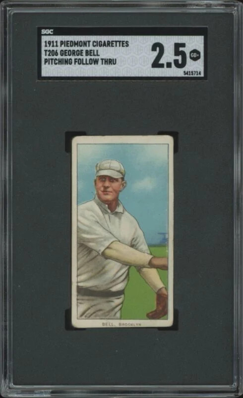 1909 T206 GEORGE BELL PIEDMONT 350-460 PITCHING FOLLOW SGC 2.5 BROOKLYN SUPERBAS