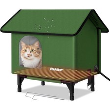 Extra Large Heated Cat House for outside in Winter, Elevated Outdoor Cat Hous...