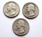 1948 P D S Washington Silver Quarters (3)  90% Silver