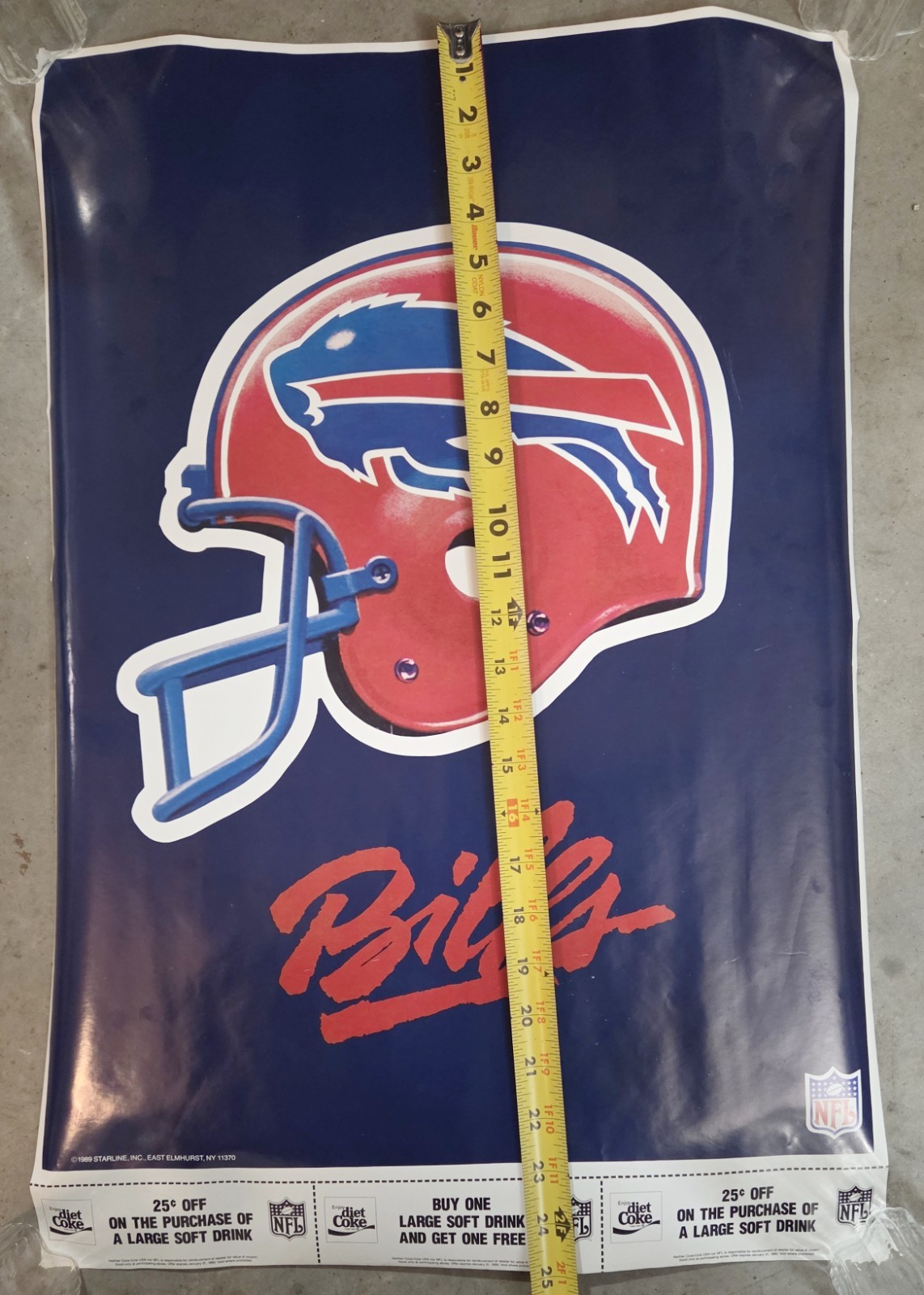 Vintage Buffalo Bills Poster 1989 Starline Inc NFL Helmet Logo Man Cave Decor view 4