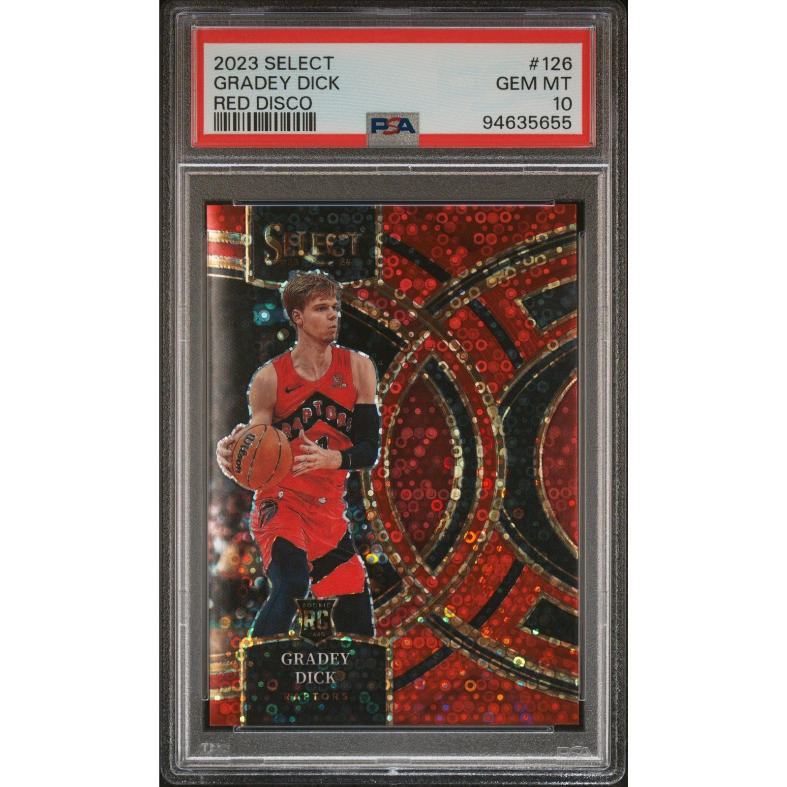 2023-24 Panini Select #126 Gradey Dick Red Disco Prizms PSA 10 #/49