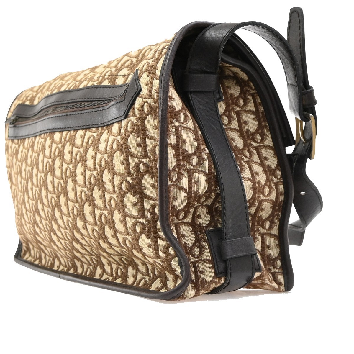 CHRISTIAN DIOR Logo Trotter Pattern Shoulder Bag Canvas Leather Brown 70KP521 — image 3