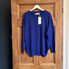 Voyelles Jumper Blue Fine Knit Wool Blend Crew Neck Long Sleeve NEW SizeXL 20 22