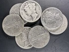 7 Mercury Dimes 90% Silver $0.70 Face Pre-1965 US Junk Silver Lot