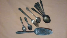 Vintage Flatware 10 Pieces Silver Baby Spoons, Flat Server, Spoons