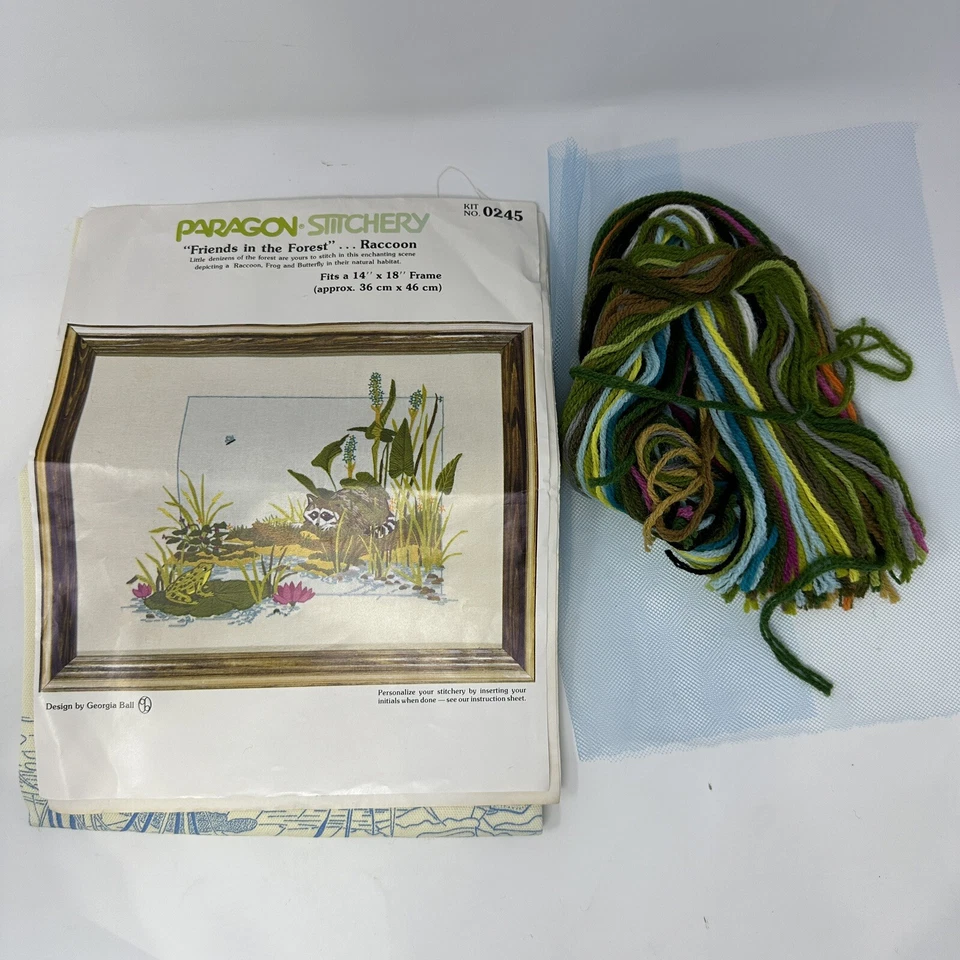 PARAGON Stitchery Needlecraft Friends In The Forest Raccoon #0245 Embroidery - Image 4 of 4