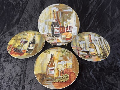 Sakura Silvia Vassileva White/Red Wine CLASSICO 8 1/8'' Salad Plates - Set of 4