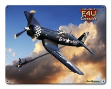 Vought F4U Corsair US Navy Marine Flugzeug 2. WK Retro Sign Blechschild Schild