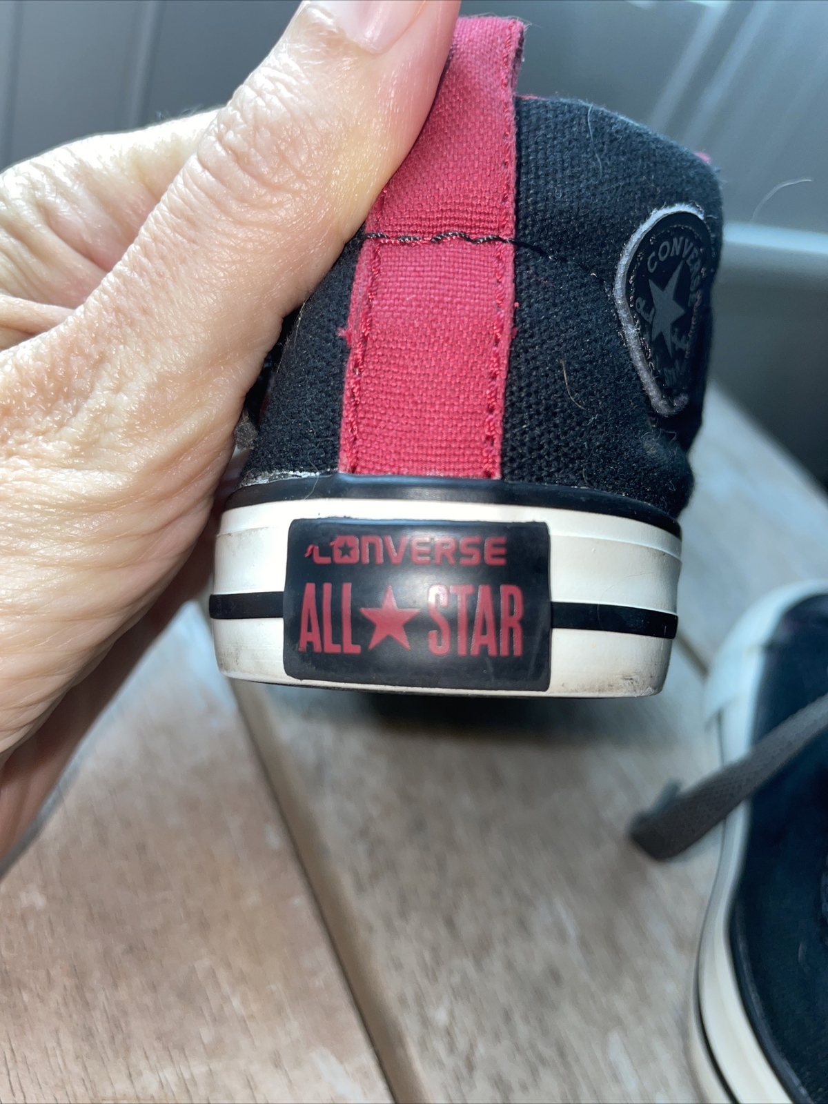 Converse All Star Toddlers Size 5 Black Red Hi Top Shoes Canvas Sneakers thumbnail 5