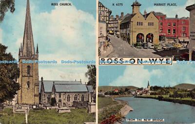 R513477 Ross on Wye von der neuen Brücke Ross Kirche Marktplatz mehrere Ansichten