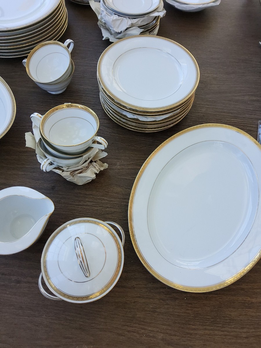 Noritake China 6124 Richmond Gold Rim Dinner Set, 51 Pieces | eBay