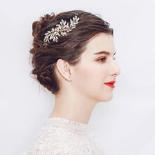 luxury Women Leaf Rhinestones Crystal Hair Comb Bridal Hair Jewellery Wedding