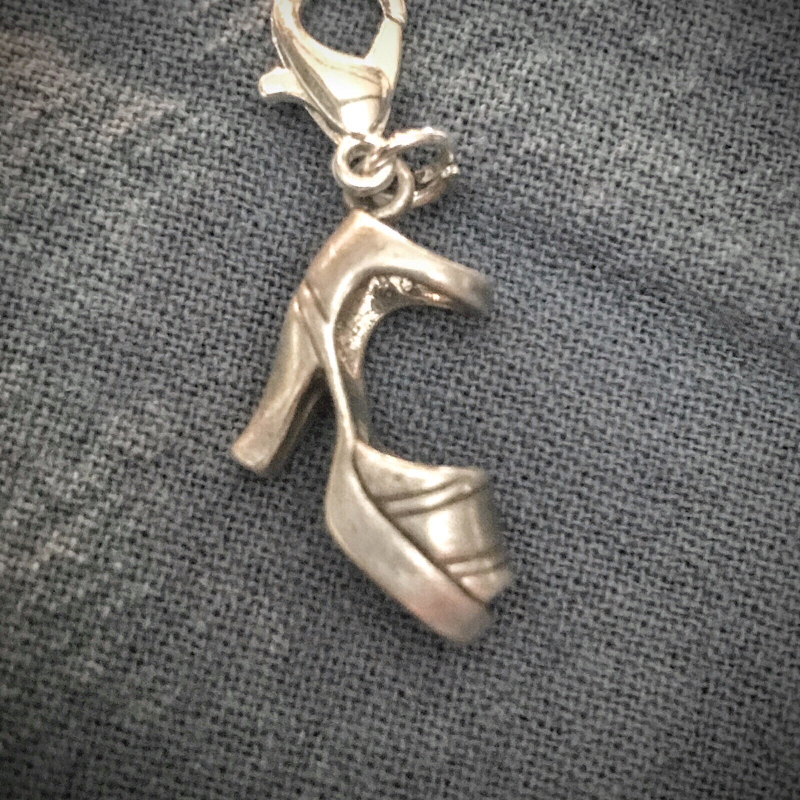 Sterling Silver 3D Dancer High Heel Shoe Bracelet Necklace Pendant Charm 1” 4grm