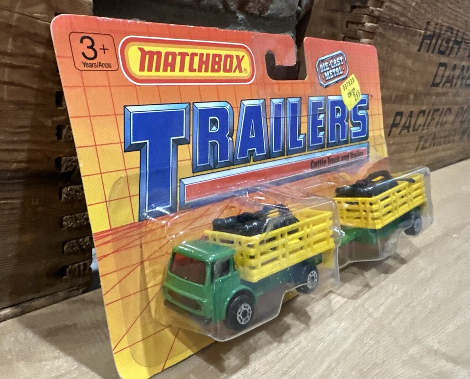 Matchbox Trailers 1990 camión y remolque de ganado verde negro ganado Foto 2 de 4
