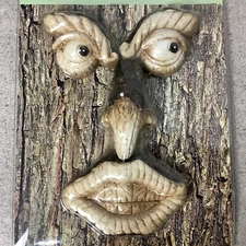 NEW Pockos TREE FACE Funny Outdoor Decor Statue Old Man Garden Gnome Hugger Bark