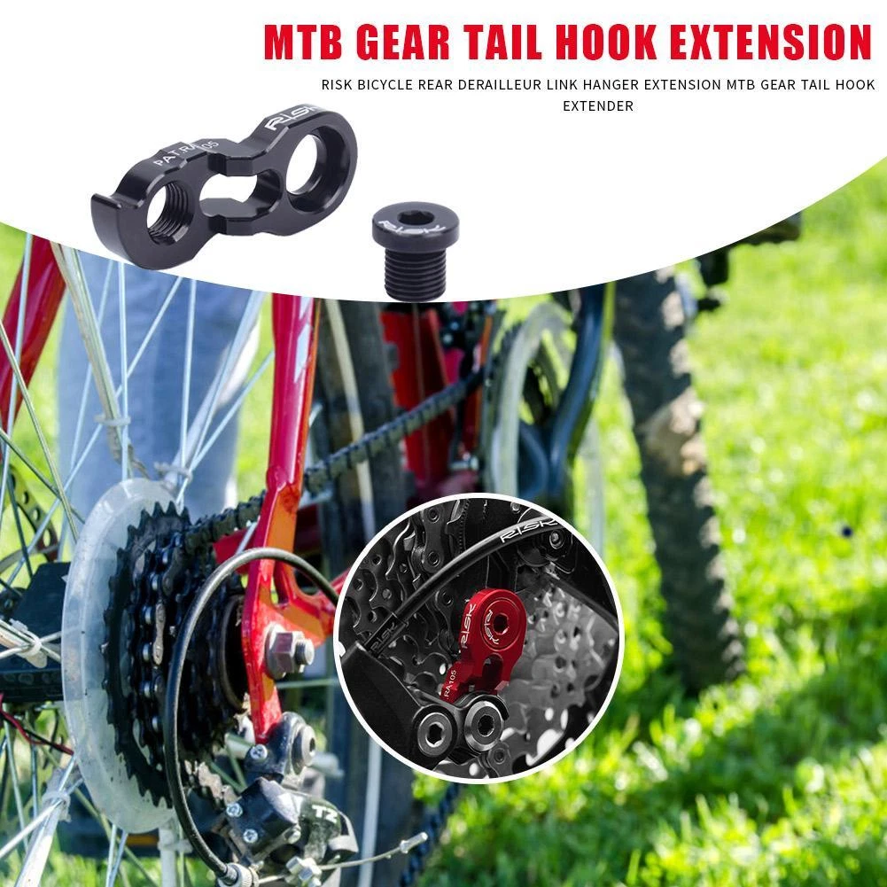 RISK Bicycle Rear Derailleur Extension MTB Gear Tail Hook Extender Black