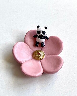 Schöner Keramik Panda ruht auf rosa Pflaumenblüte Räucherstäbchen Ständer/Halter