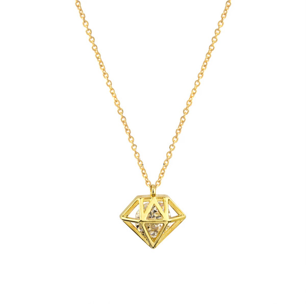 Alternate view of Geometric Cone Gold Plated Necklace Fashion Trendy Karma Good Luck Polygon