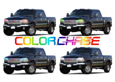 Color Chasing LED Headlight Flow Halo kit for GMC Sierra 1500 99-06