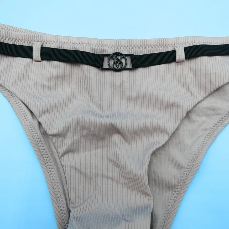Victorias Secret Grande Gris Acanalado Tanga Forma de T Cinturón Bikini Parte Inferior Traje de Baño Foto 2 de 4