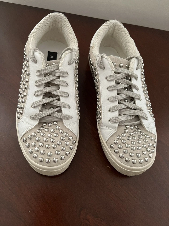 Aqua Studded leather Sneakers Size 6 - Image 2 of 4