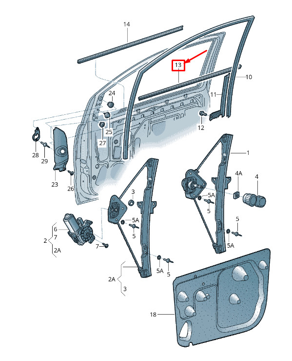 NEW VW FOX 5Z RIGHT INNER DOOR WINDOW SEAL STRIP 5Z38374721NN 