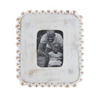 NEW! Rectangle Beaded Mango Wood Frame Whitewashed Finish Easel Back 5.5"H