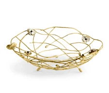 MICHAEL ARAM ANEMONE LARGE CENTERPIECE BOWL BRASS WHITE ENAMEL NEW NIB #175048