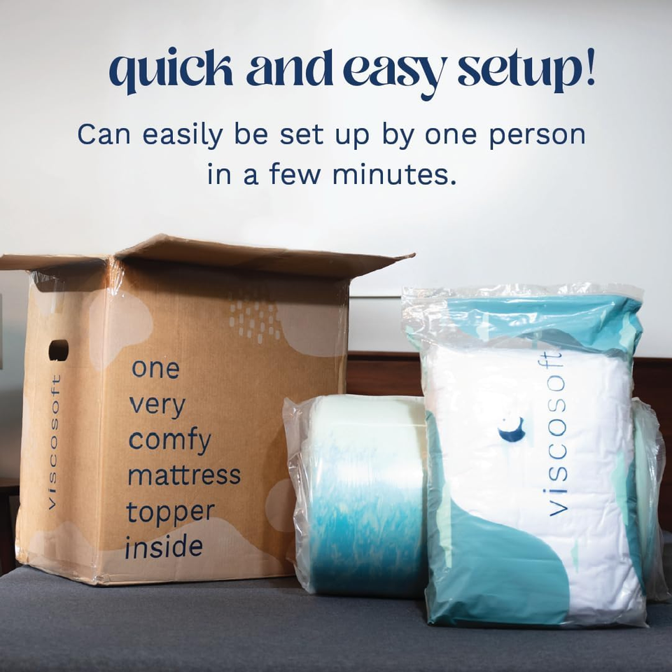 Viscosoft 4 Inch Pillow Top Memory Foam Mattress Topper Queen Hybrid